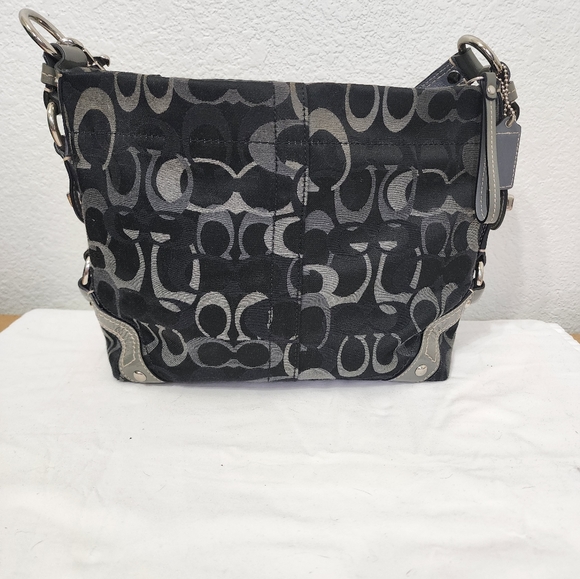 Coach Bags Coach Signature Black Gray Carly Shoulder Purse Poshmark